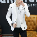 New Fall Fashion Long Sleeve Print Men's Casual Suit Slim blazer Men