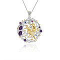 Abiding Natural Amethyst Pendant Woman Fashion Jewelry 925 Sterling Silver Handmade Necklace Bird Flower Busy Spring Garden
