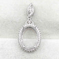 Sterling Silver 11*14mm Semi Mount Pendant Empty Frame Blank Support Setting S925 Base Holder Without Center Stone for DIY Inlay