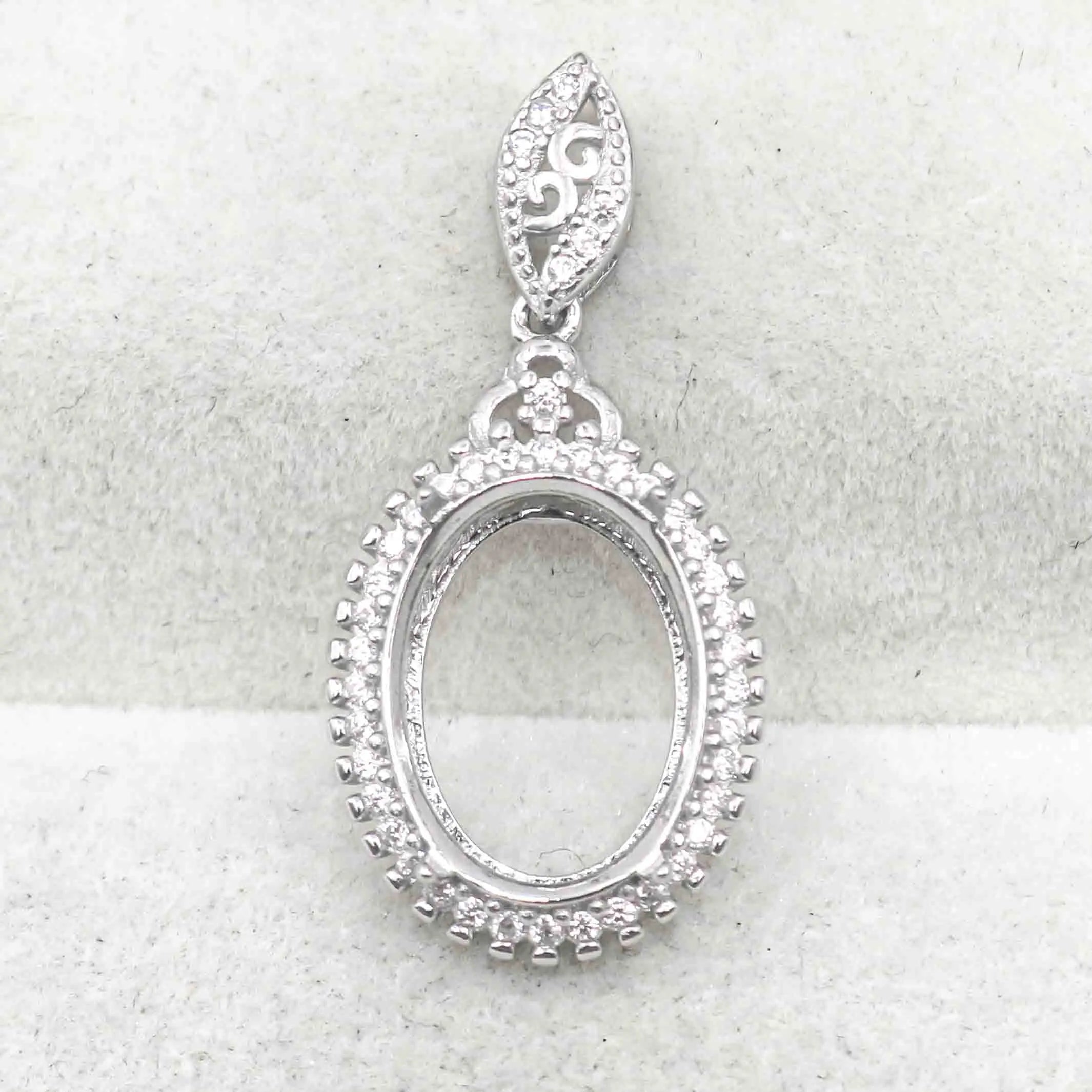 Sterling Silver 11*14mm Semi Mount Pendant Empty Frame Blank Support Setting S925 Base Holder Without Center Stone for DIY Inlay