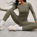 Long Sleeve Yoga Set for Women Fitness Sport Wear Women Active Sport Yoga Leggings Sets Crop Top Workout Backless Sexy Set