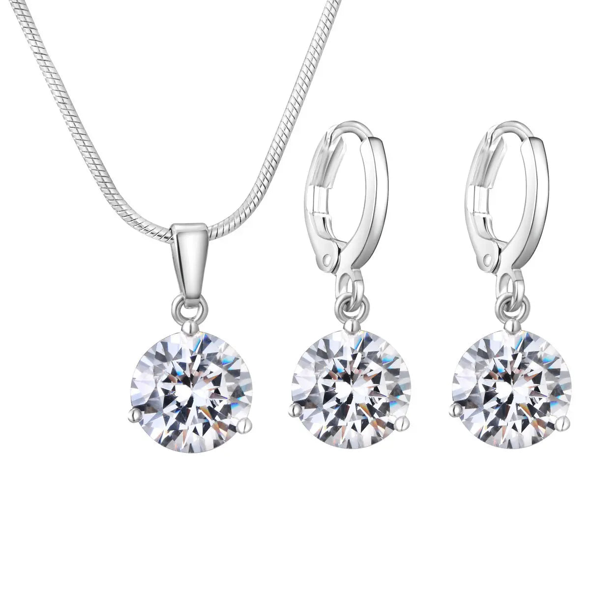 2022 Luxury Drop Necklace and Pendant Earring Set Party Gifts Zircon Crystal Jewelry Set for Ladies and Girls