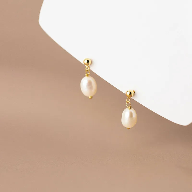 925 Sterling Silver Natural Freshwater Pearl Tassel Drop Earrings for Women Chic Wedding Jewelry Accessories