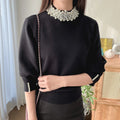 Wholesale 2026 Autumn New Retro Heavy Industry Pearl Half High Neck Design Loose and Casual Versatile Women's Sweater