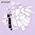 JUNAO 100pcs Irregularly Shapes Acrylic Stones Gold Sew on Rhinestones Mirror Sparkly Mix Shape Rhinestones for DIY Dress