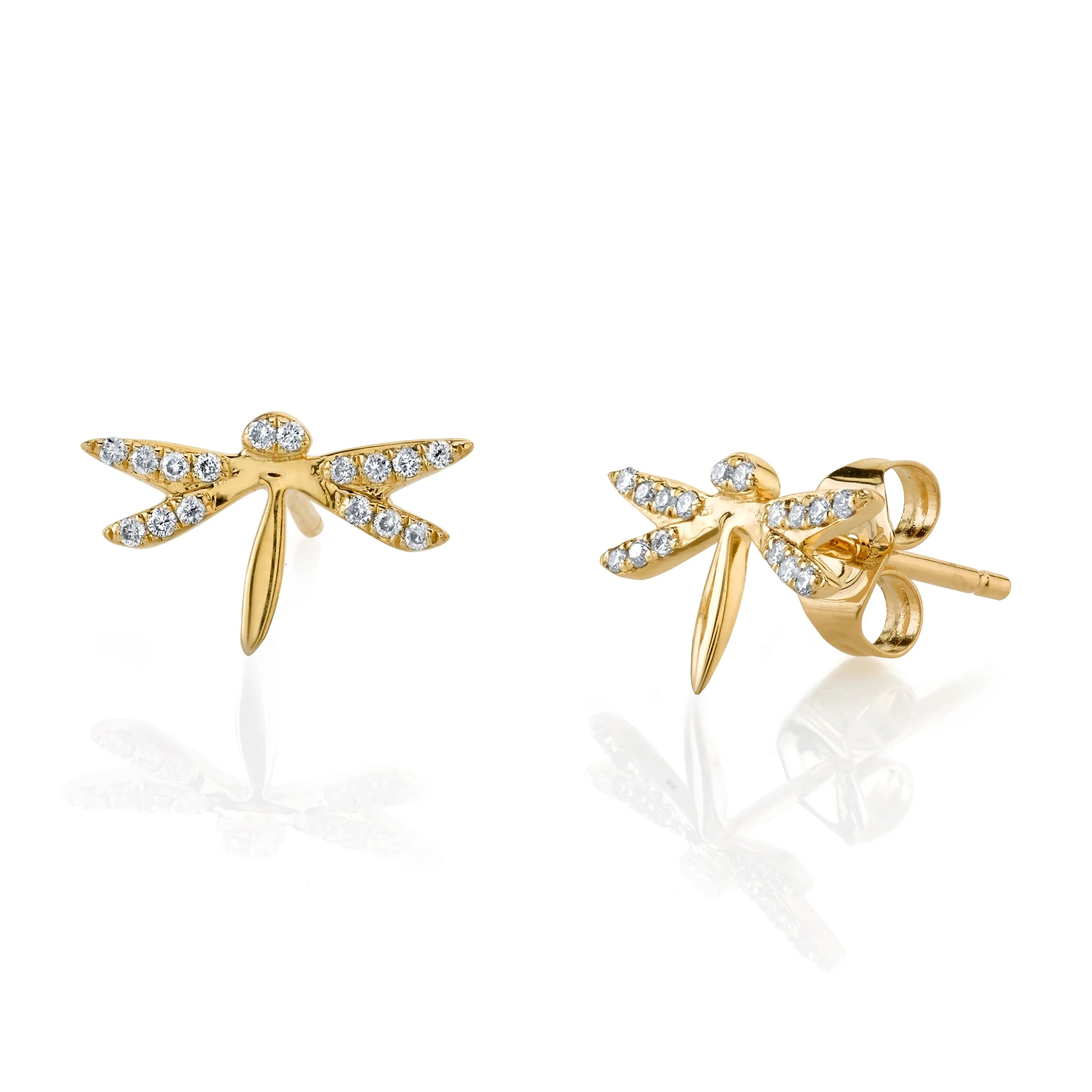 LOZRUNVE 925 Sterling Silver Gold Dragonfly Cute Animal Stud Custom Women Earrings