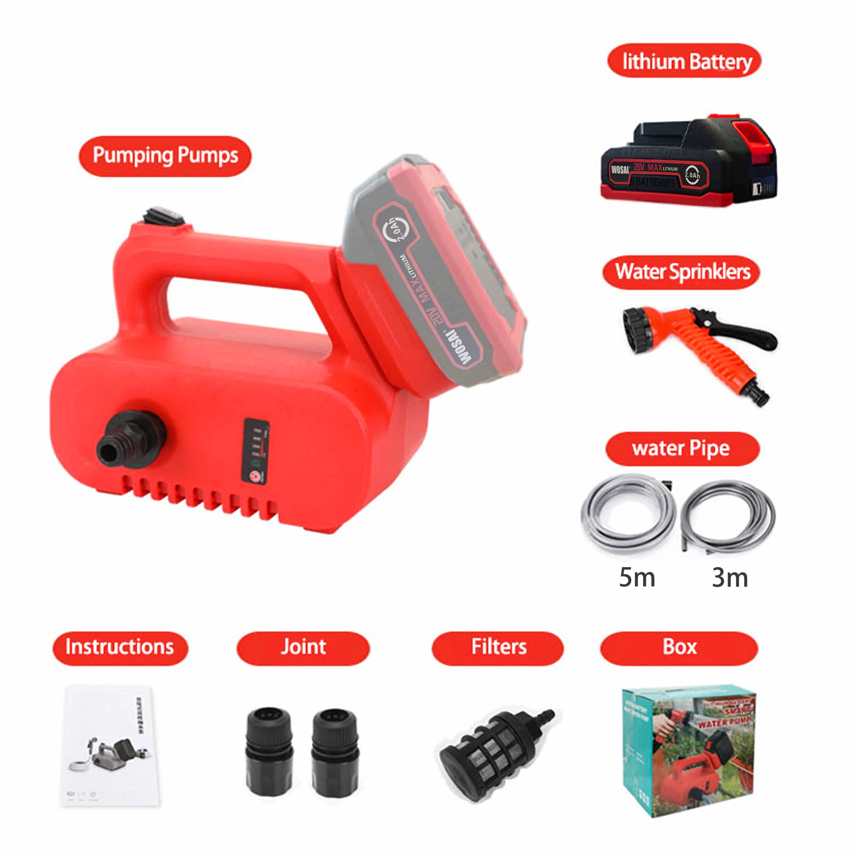 1.5AH High Pressure OEM Portable Drainage Electric Garden Fountain Battery Sump Pump Sewage Submersible Slurry Pump