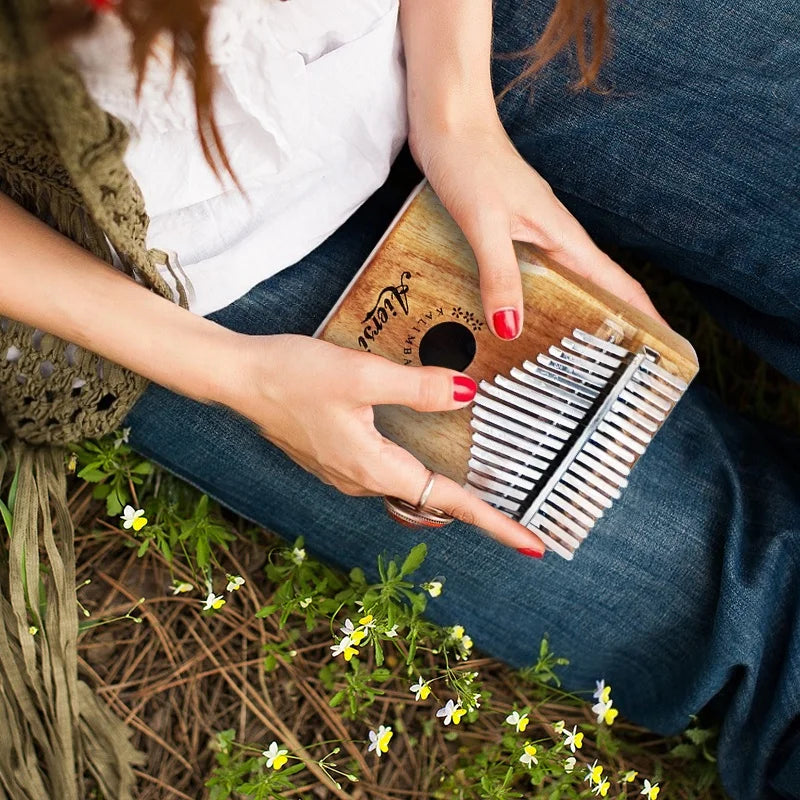 Aiersi Brand  Kalimba 17 Key Thumb Finger Piano Mini Keyboard Musical Instrument Solid Wood Portable with Bag Hammer Custom logo