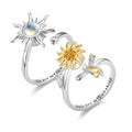 Adjustable Anxiety Fidget Spinner Rings Opening Butterfly Daisy Bead Anti Stress Ring Jewelry