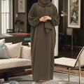 Loriya Fashion Women's Dresses Islamic Clothing Hoodie Abaya Muslim Long Prayer Dress Plain Attached Scarf Loose Prayer Abaya