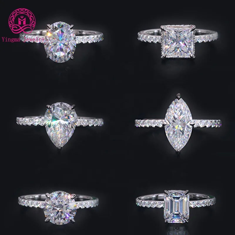 Yingma 14K Solid Gold Jewelry Wedding Rings Moissanite Ring 18K Gold / 9K/silver Fancy 2ct Moissanite Engagement Ring for Women
