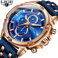 LIGE 10028 Watch  Waterproof Mens Wristwatch Quartz Watches for Men Luxury New Silicone Strap Man Clock Relogio Masculino