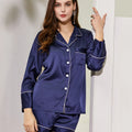 Fung 6002 Wholesale Pyjamas Women Sleepwear Long Sleeve Silky Pyjamas 2 Piece Satin Pajamas Sets