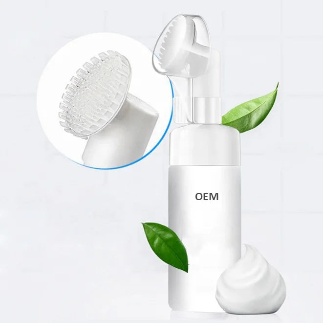 Private Label Logo Tea Tree Women Face Wash Facial Foaming Cleanser With Silicone Brush Cleanser 150ML