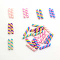100pcs 6*25mm Kawaii Spiral Marshmallow Cotton Candy Polymer Clay Cabochons Flatback for DIY Phone Decoration