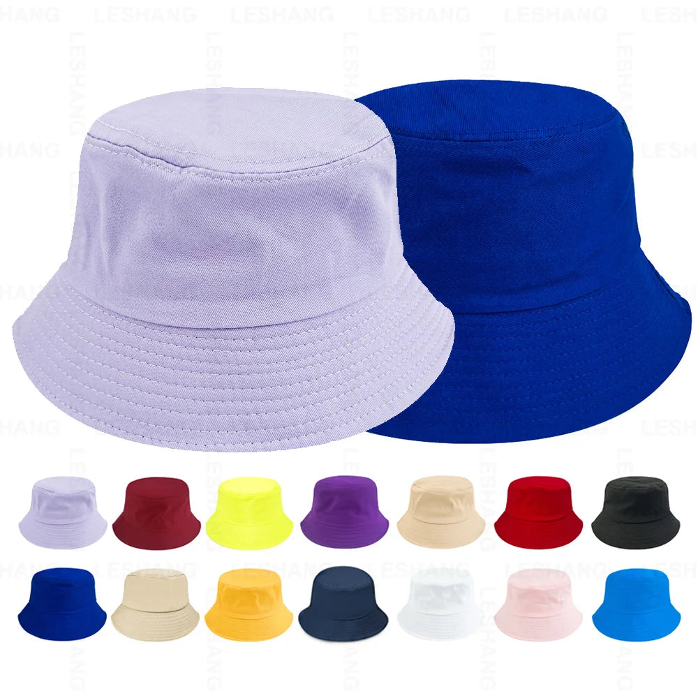 New 100% Cotton Custom Plain Wide Brim15 Colors Black Fisherman Caps Custom Embroidery Logo White Blank Bucket Hats