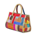 Lady Top Handle Bags Genuine Cow Leather Handbag Women Vintage Fashion Geometric Pattern Contrast Color Shoulder Crossbody Bag