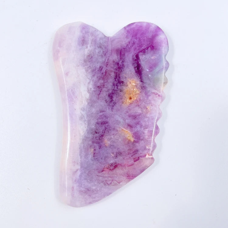 Hongzhuo Fashionable Gemstone Fluorite Handmade Facial Guasha Tool Customized Scraping Therapy Stone