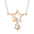YILUN 925 Sterling Silver Shining Star Pendant Necklace 18K Rose Gold Plated Cubic Zirconia Dainty Necklaces Jewelry for Women