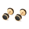 Single Men Stud Earrings Black Vintage Party Earrings Long Earrings Round Pie Barbell Stainless Steel for Evening Party 2 Pcs ZG