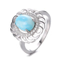 Beautiful Larimar Round Shape Gemstone 925 Sterling Silver Rings Jewelry