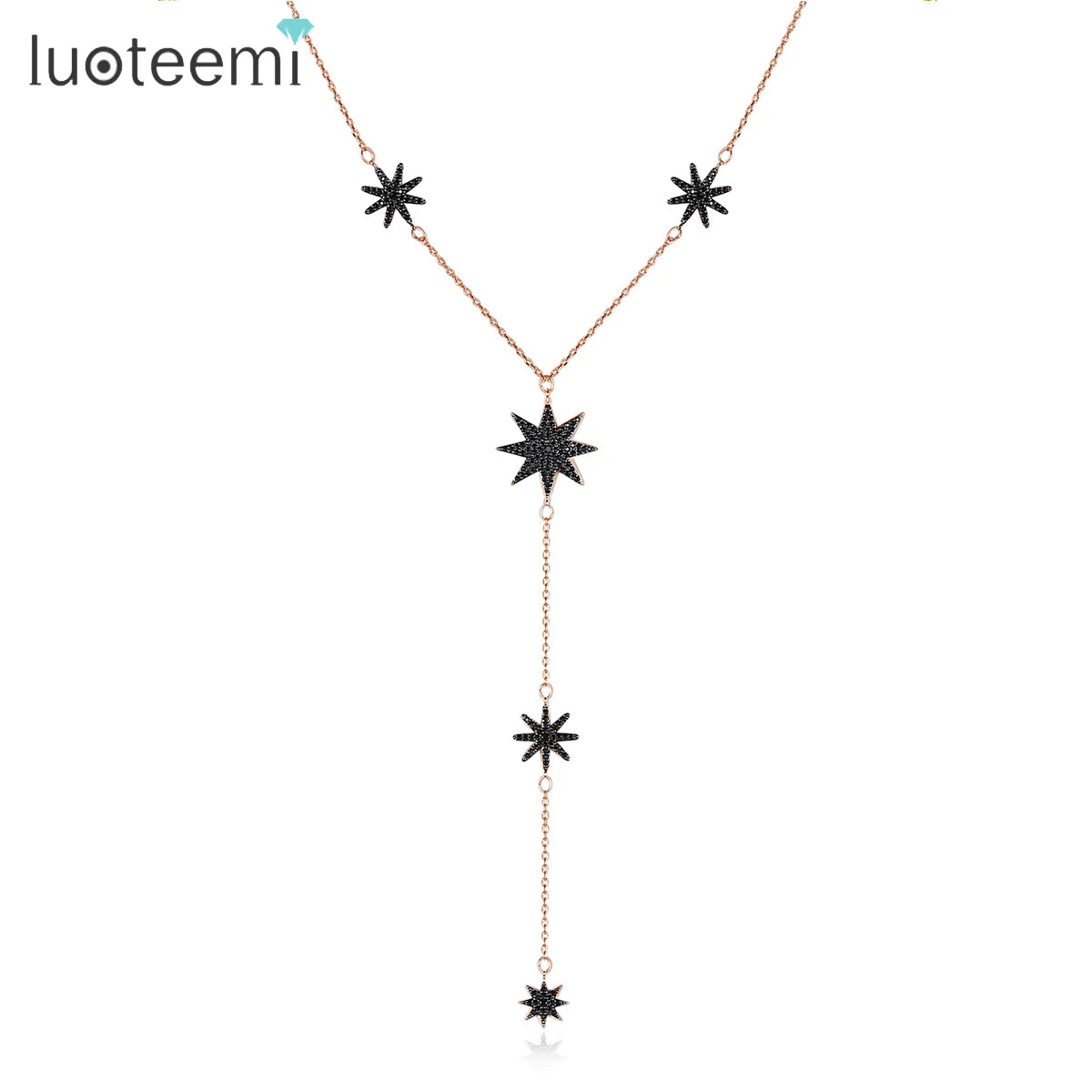 LUOTEEMI Chain Necklaces Trendy Dainty Star Pendant Women Jewelry Rose Gold Necklace Charm
