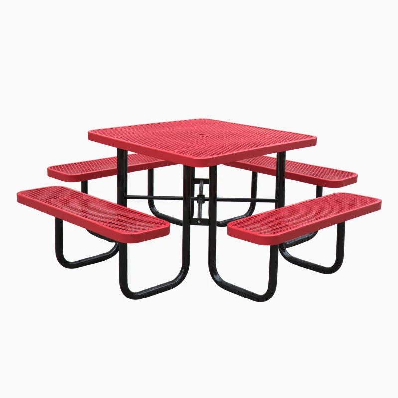 Outdoor Furniture Commercial extra Large Steel Camping Picnic Table with Bench Restaurant Outside Metal Dining Table and Chair