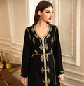 2023 New Black Beaded Islamic Evening Dress Abaya Women Muslim Dress Dubai Middle East Robe  Floor-length Dress