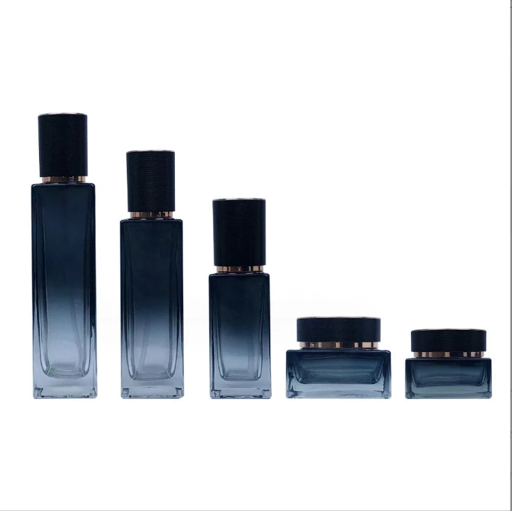 High-End Cosmetic Glass Set 40ml to 120ml Stock Lotion and Cream Face Cream Bottle with Screw Cap for Skin Care Serum and Wigs