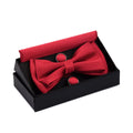 Custom Quality Bowties for Wedding Mens Solid Color Two Layers Pre-tied Bow Tie and Pocket Square Cufflinks Set With Gift Box