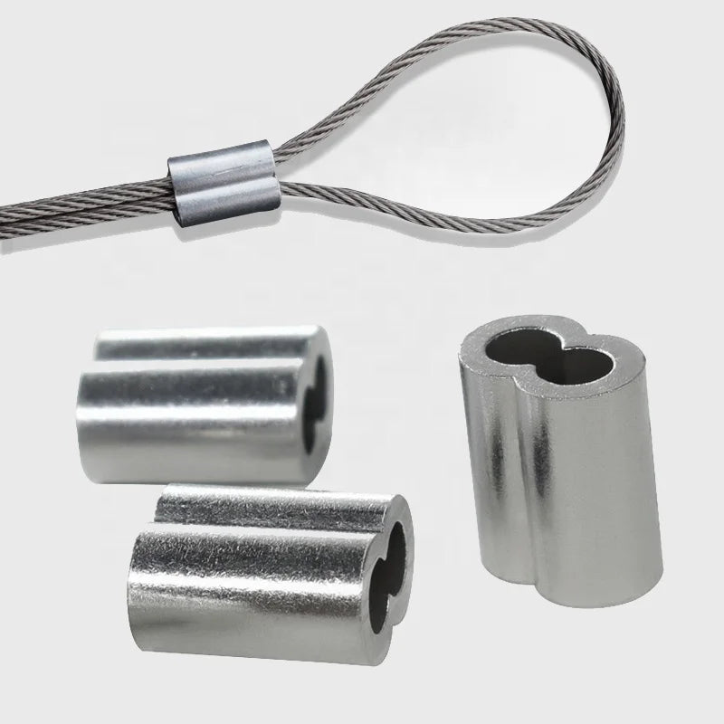 Ceiling Light Fixtures Aluminum Double Barrel Cable Ferrule Crimper Crimping Sleeves Stainless Steel Wire Rope String Light