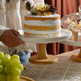 Manufacturer Source for Wooden Cake Stand Acacia Wood Cake Tray with Fruit Bread Rack Tray for Hotel & Restaurant Dishes Plates