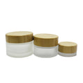 Jars Frosted Cosmetic Glass with Bamboo Lid 50g Frosted Clear Selective Packaging Cosmetic Packing Eye Creamface Cream Round