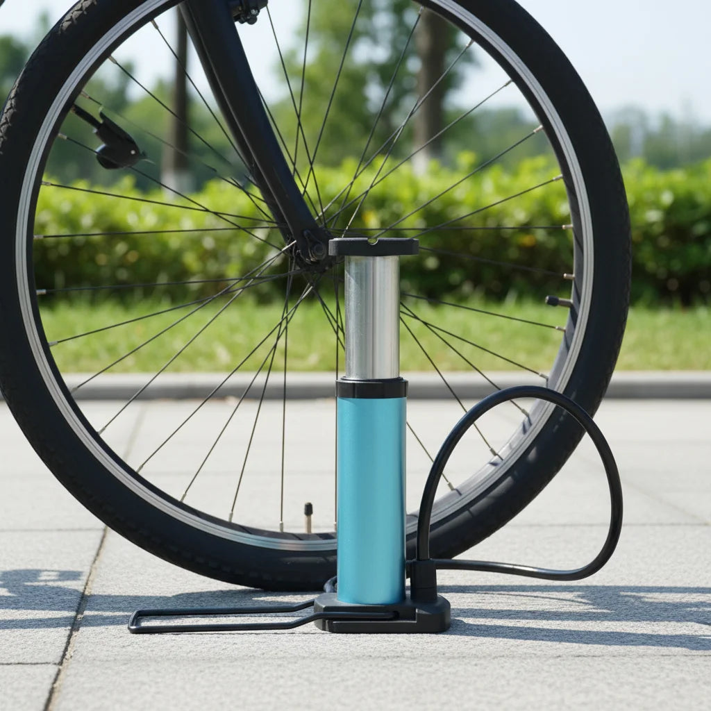 JUNYE JYG006-FB Bicycle Motorcycle High Pressure Portable Mini Foot Pedal Steel Schrader Valve Air Pump 80-130PSI