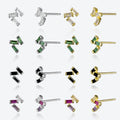 FUAMAY Aretes De Plata 925 Silver Cubic Zirconia Stud Earrings Jewelry Three Zircon Earrings