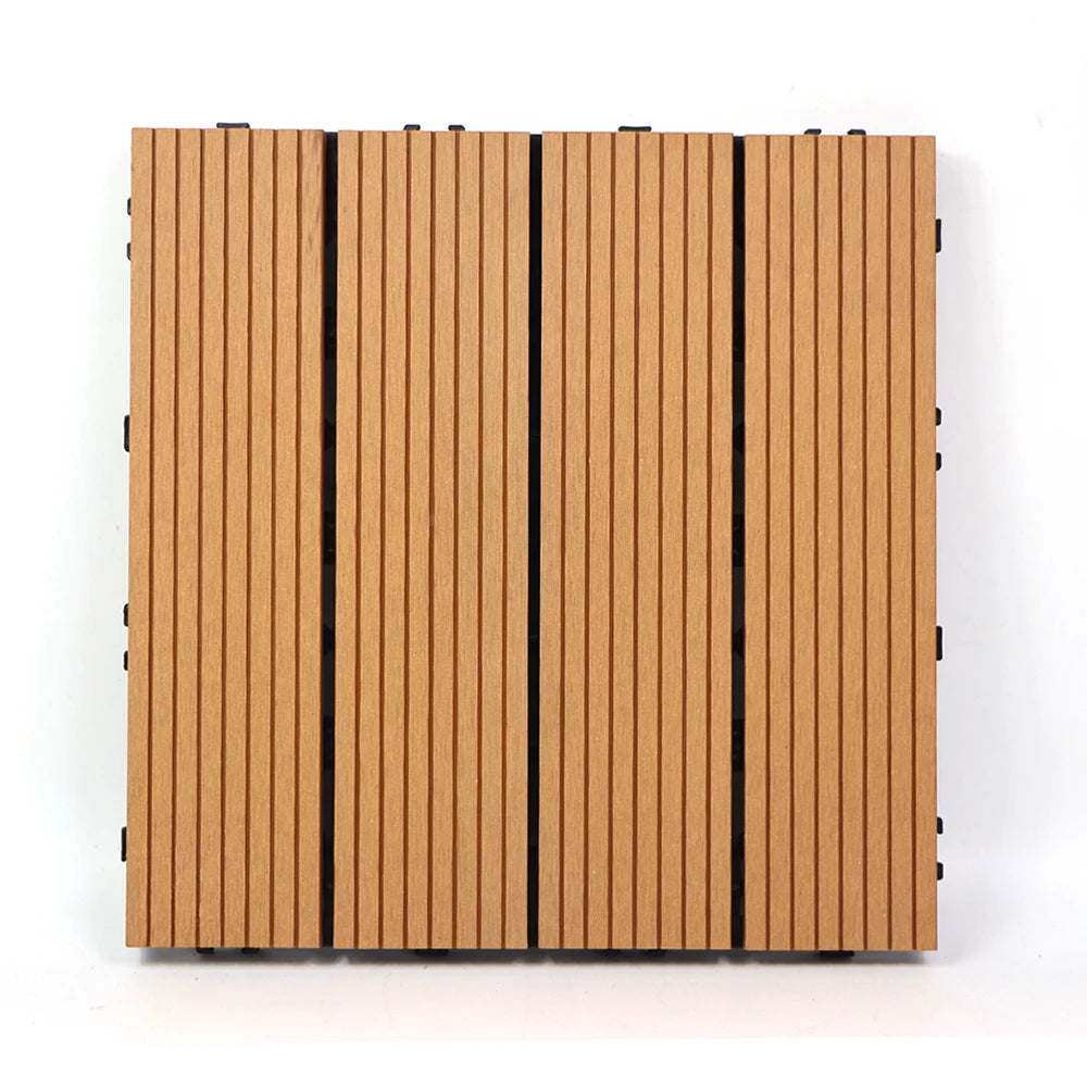 Wholesale European Brushed WPC Decking Tiles Outdoor Waterproof Interlocking Composite Flooring-Easy DIY Installation