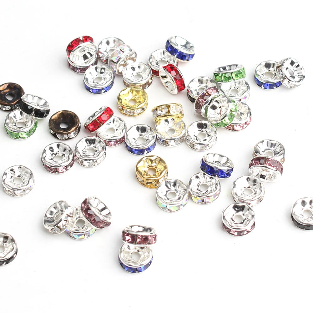 Wholesale Mixed Color 4/6/8mm Crystal Rhinestone Rondelle Spacer Beads DIY Jewelry Making Components for Bracelets