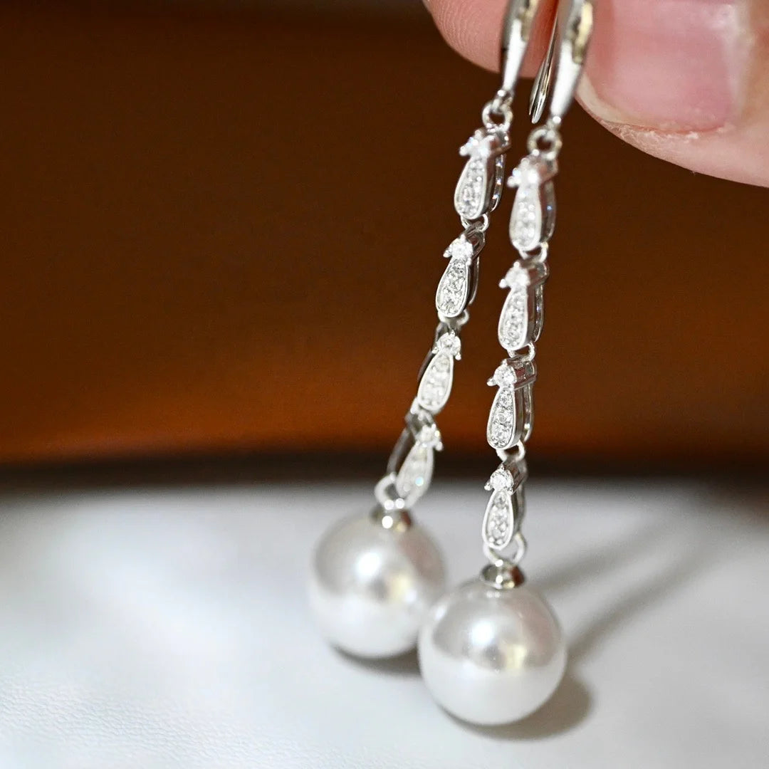 E2268 10-11mm DIY Natural Freshwater Pearl Charm Earrings Mounting Accessory 925 Sterling Silver Gold Plated  Jewelry for Women
