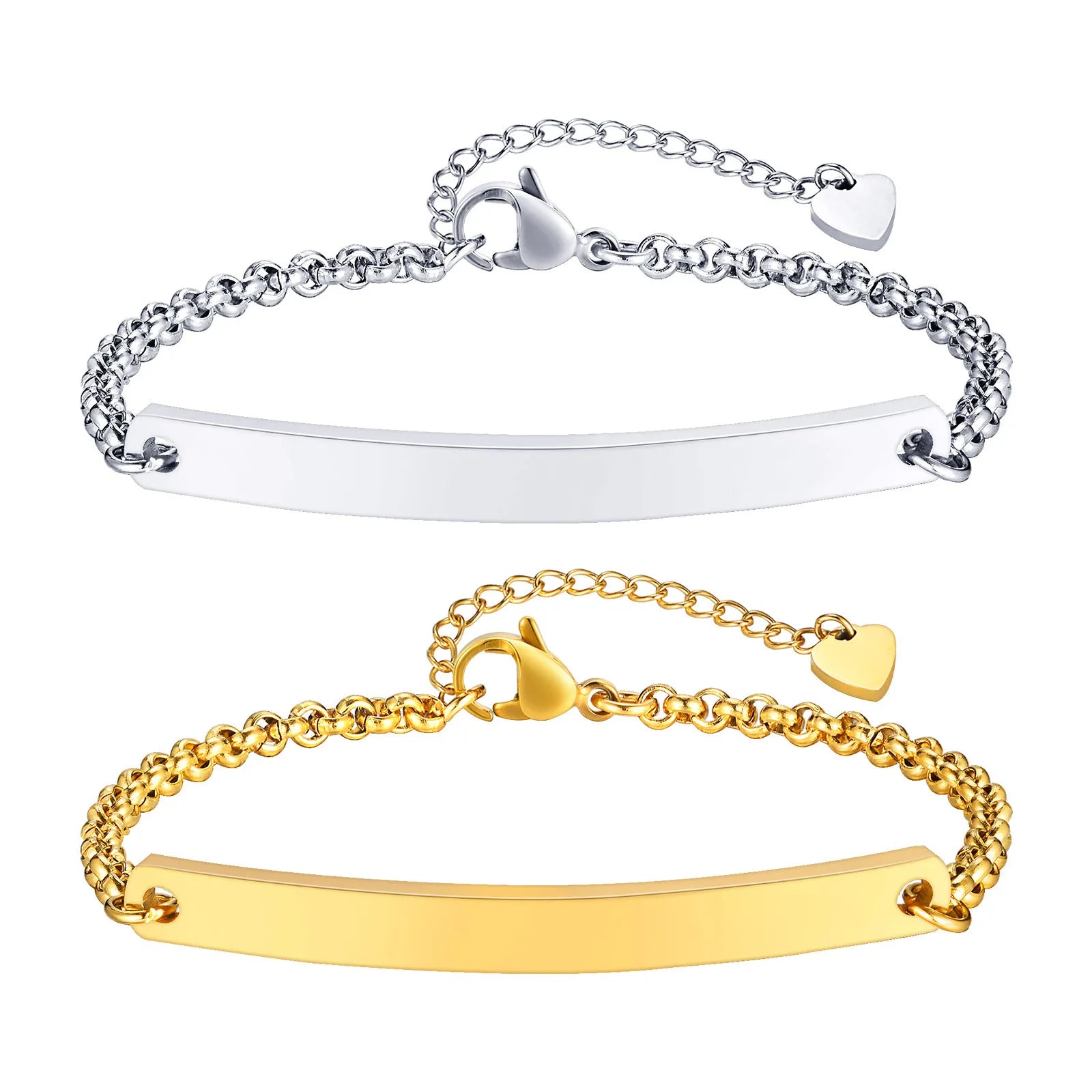 Minimalist Diy Adjustable 18k Gold Plated Blank Charm Bracelet Stainless Steel Fashion Bracelet Bangle Jewelry for Women