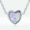 Fashion Engagement Party Wedding Gift S925 Sterling Silver Heart Shape Opal Pendant Necklace for Women