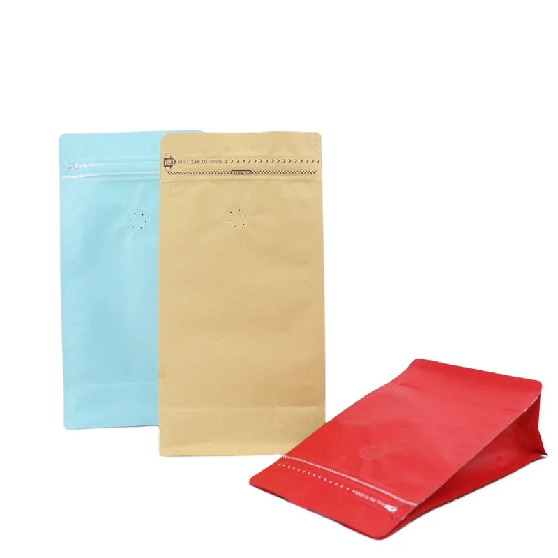 Eco-friendly Biodegradable Tea & Coffee Packaging Pouch Customized Printed with Valve and Zipper Compostable for Food Use