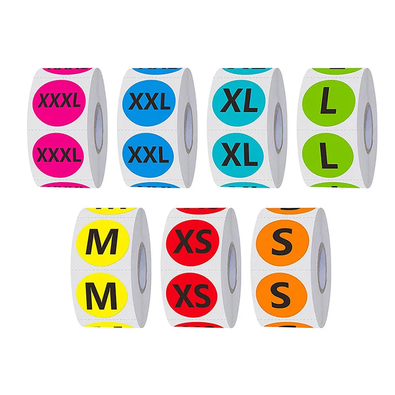500Pcs/Rolls Free Sample Low MOQ Wholesale Custom Waterproof Clothing Size Labels for Garments XS S M L XL XXL XXXL