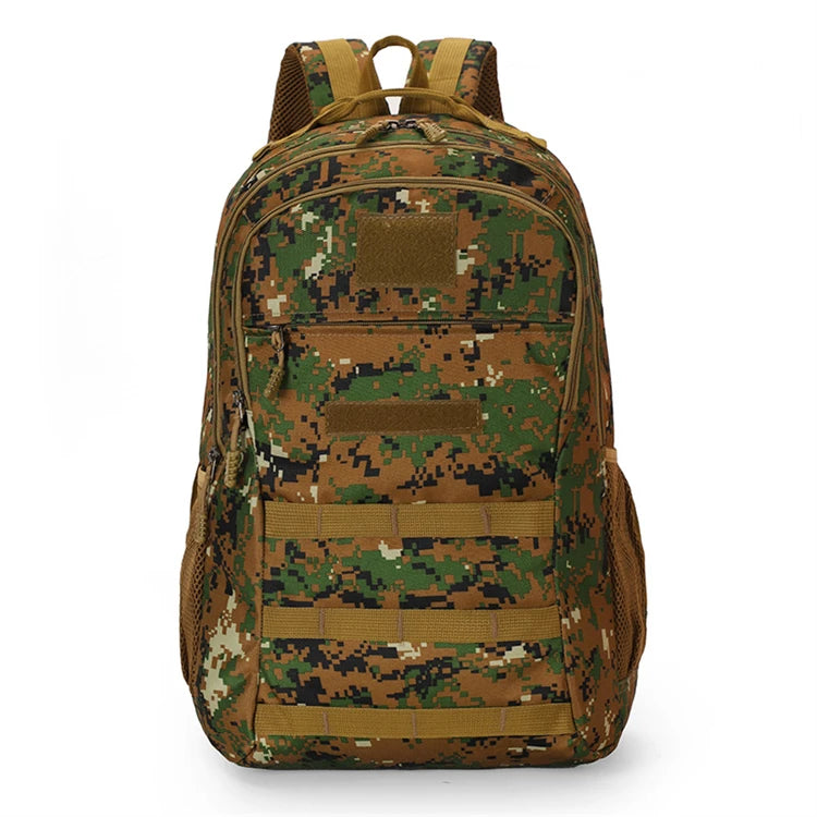 Men's 40L Fashionable Zipper Tactical Backpack for Camping Outdoor Adventure with Camouflage Pattern and Nylon/Polyester Lining