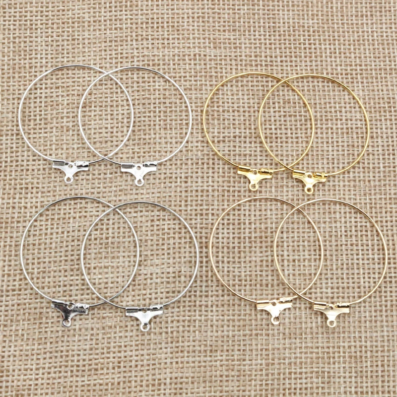 30pcs 20 25 30 35 40 45mm Hoop Earrings Findings Big Circle Ear Wire Hoops Earrings for DIY Jewelry Making Supplies Accessories