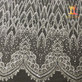 New Style 100% Polyester Eco-Friendly White Beaded Heavy Wedding Mesh Fabrics XM-BF0464