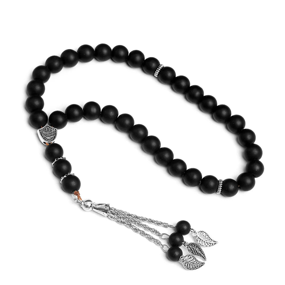 Islamic Prayer Beads Muslim Rosary 10mm Black Frosted Glass 33-Bead Dhikr TASBIH Ramadan Eid Al-Fitr Religious Jewelry