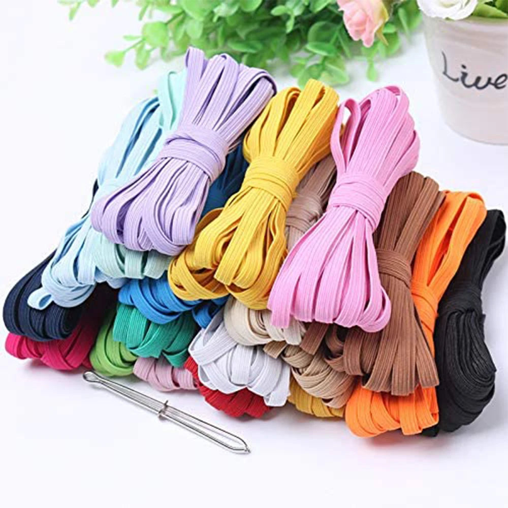 6mm 9mm 15mm Coated Colored Spandex/Polyester Elastic Band for Notebook Gift Box Stationery Luggage in Stock