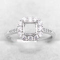 Sterling Silver 5*5mm Semi Mount Ring Square Shape Empty Frame Blank Claws Setting S925 Base Without Center Stone for Inlay DIY