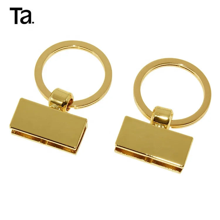 TANAI New Rectangle Shape Special Design Gold  Eco-friendly Key Ring Holder Zinc Alloy Car Key Ring for Leather