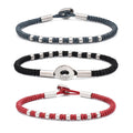 Handmade Wax Cord Woven Macrame Bracelets for Friendship Customizable Colors 18K Gold Plated Brushed Stainless Steel Gift